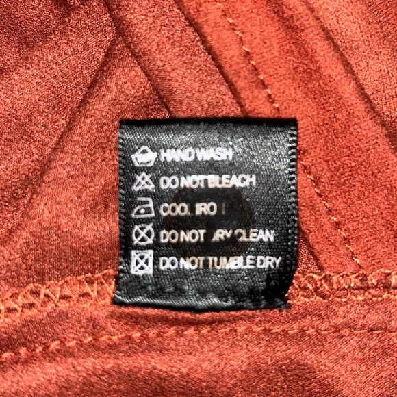 Suede Burnt Orange Adjustable Top with Lace-Up Detail - Picture 5 of 6